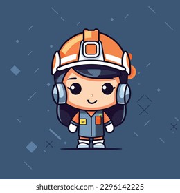 Ingeniero de kawaii lindo trabajo chibi mascota estilo de dibujos animados vectores