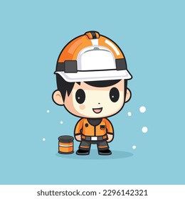 Ingeniero de kawaii lindo trabajo chibi mascota estilo de dibujos animados vectores