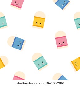 Cute Kawaii Eraser icon pattern seamless isolated on white background. Editable flat Eraser icon.