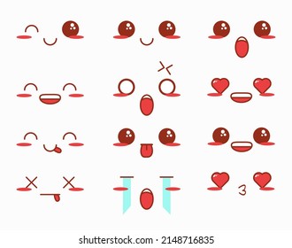 cute kawaii expression emoticon vector