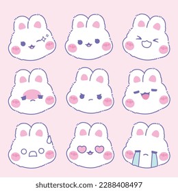 Cute kawaii face emotes collection