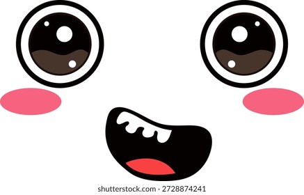 Ilustración linda de la expresión de la cara de Kawaii