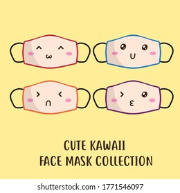 cute kawaii face mask pattern vector design, can be use to make poster