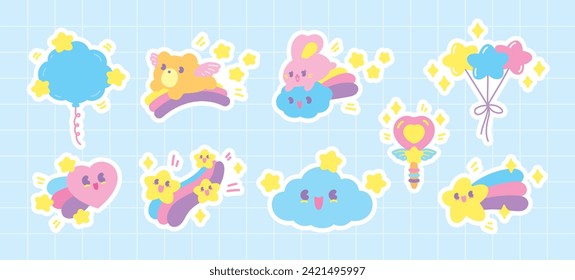 cute kawaii fantasy cartoon graphic element vector set