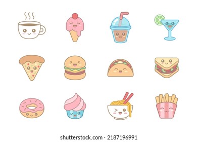 Cute Kawaii Fast Food Cartoon Illustration