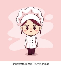 Cute and kawaii female chef cartoon manga chibi vector character design