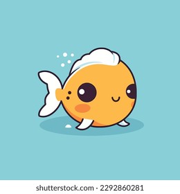 Cute kawaii fish chibi  mascot vector cartoon style