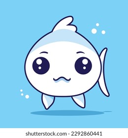 Cute kawaii fish chibi  mascot vector cartoon style