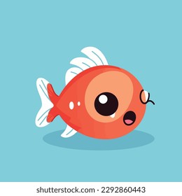 Cute kawaii fish chibi  mascot vector cartoon style