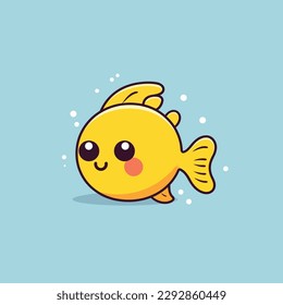 Cute kawaii fish chibi  mascot vector cartoon style