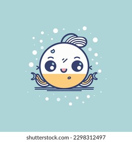 cute kawaii fish illustration is adorable and vibrant, perfect for designs that are playful and lively