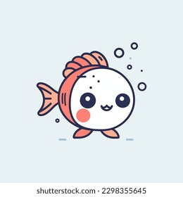 la bonita ilustración de peces kawaii es adorable y vibrante, perfecta para diseños lúdicos y animados