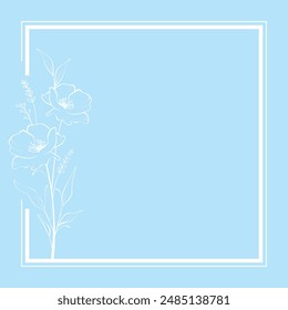 Cute kawaii floral frame border outline poster background template