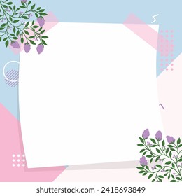 Cute kawaii floral with geometric notepad and memo pad background