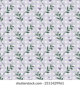 Cute kawaii Floral seamless pattern design vector. Floral pattern seamless grid background