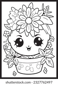 Cute Kawaii Flower Coloring Pages