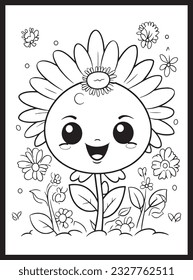 Cute Kawaii Flower Coloring Pages