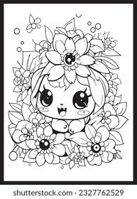 Cute Kawaii Flower Coloring Pages