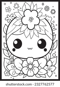 Páginas de color de las flores de Kawaii