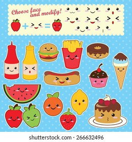 Cute Kawaii Food Characters Fast Food Sweet Fruit