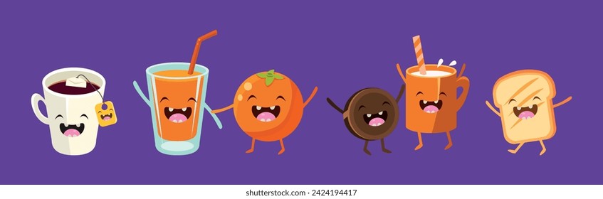 Cute Kawaii Food and Nutrition Item Vector Set