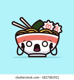 Cute kawaii food ramen noodles mascot design