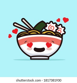 Cute Kawaii Food Ramen Noodles Mascot Design