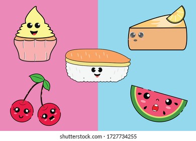 かわいいかわいい食べ物ベクターイラスト のベクター画像素材 ロイヤリティフリー Shutterstock