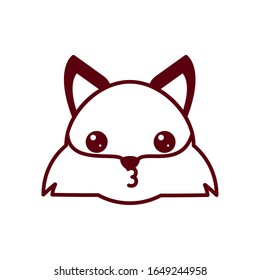 Cute kawaii fox cartoon line style icon design, Animal zoo life nature character childhood and adorable theme Vector illustration