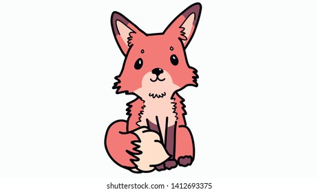 cute kawaii fox illustration vector 