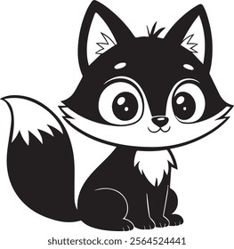 A cute kawaii Fox silhouette vector and illustration design
