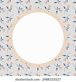 Cute kawaii frame notepad memo pad and poster with floral pattern background