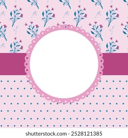 Cuaderno lindo del marco del kawaii con el fondo floral dulce