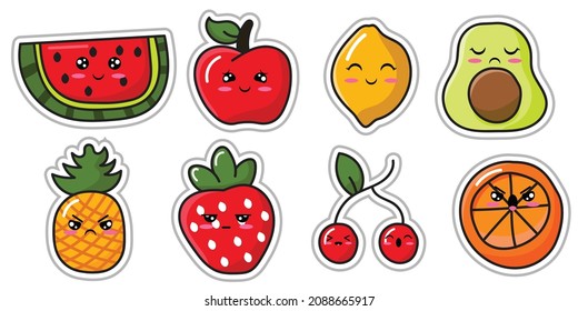 cute kawaii fresh fruit emoticon