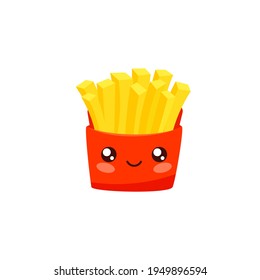 Cute kawaii fries icon. Clipart image isolated on white background