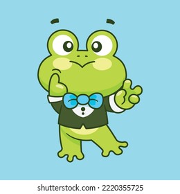 Cute kawaii frog cartoon vector