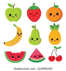 Cute Kawaii fruit cartoon for your projects