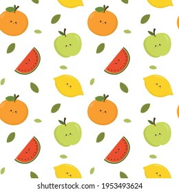 Cute  Kawaii Fruit Pattern Seamless in Colorful Color