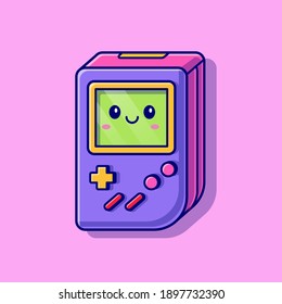 Cute kawaii Game Console Cartoon Vector Icon Illustration. Recreation Technology Icon Concept Isolated Premium Vector. Flat Cartoon Style