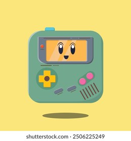 Cute Kawaii Game Console Cartoon Vector Icon Illustration. Technology Icon Concept Isolated Premium Vector. Flat Cartoon Style