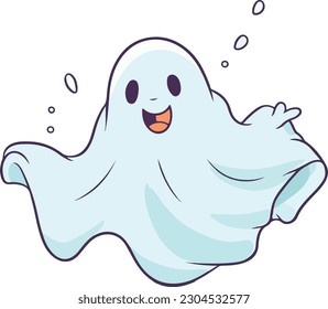 Cute kawaii ghost character vector illustration