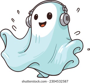 Cute kawaii ghost character vector illustration