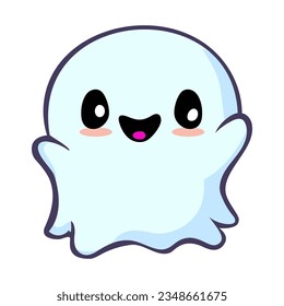 cute kawaii ghost character vector illustration