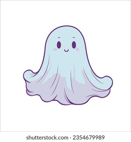Cute kawaii ghost character vector illustration