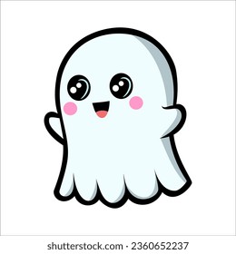cute kawaii ghost character vector illustration
