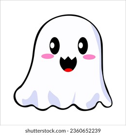 cute kawaii ghost character vector illustration
