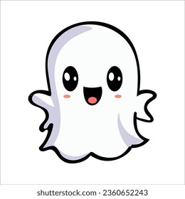 cute kawaii ghost character vector illustration
