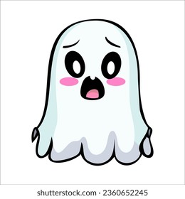 cute kawaii ghost character vector illustration
