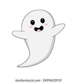 Lindo fantasma kawaii para unas felices vacaciones de Halloween. Pequeño fantasma divertido