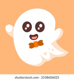 Cute kawaii ghost smiling happy anda adorable